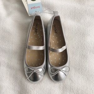 Cat & Jack Toddler 11 Ballet Flats Shoes Metallic Silver